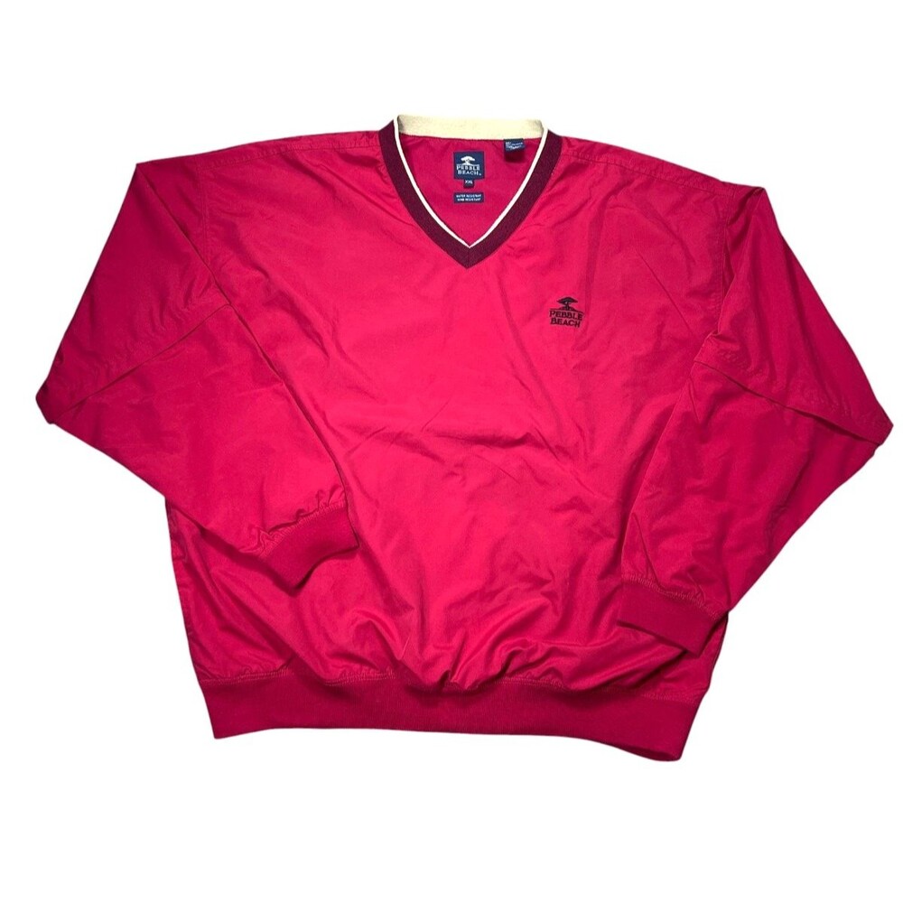 Golf Windbreaker Pebble Beach Nylon Pullover Jacket Red Y2K Men’s XXL